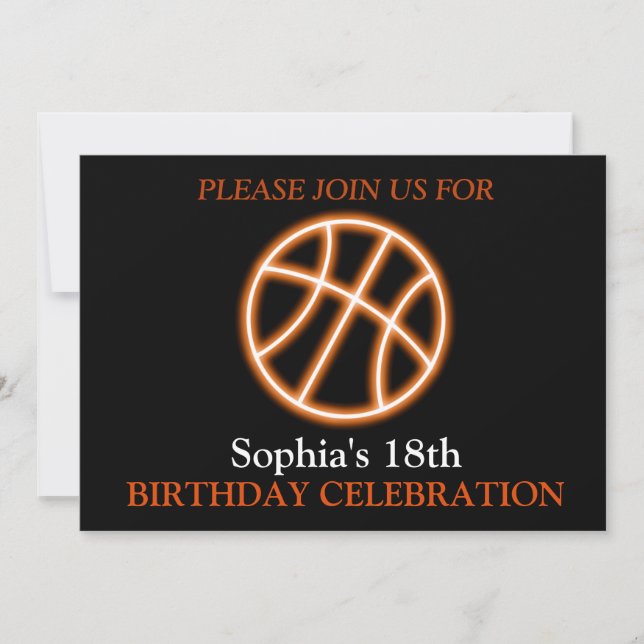 Basketball Birthday Party, Basketball Player  Invitation (Front)