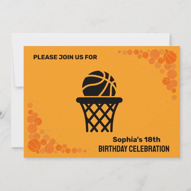 Basketball Birthday Party, Basketball Player   Invitation (Front)