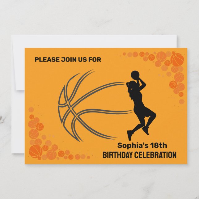 Basketball Birthday Party, Basketball Player   Invitation (Front)