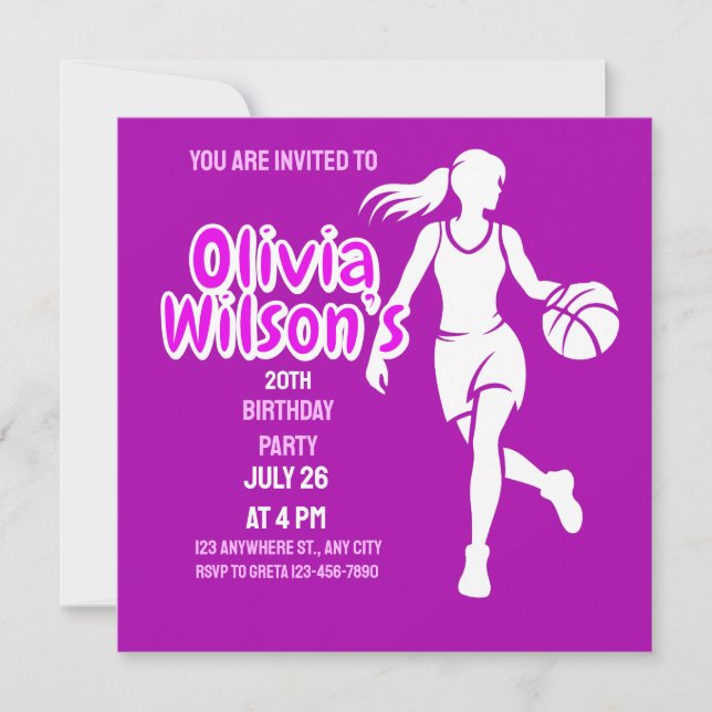 Basketball Birthday Party, Basketball Player Invitation (Front)