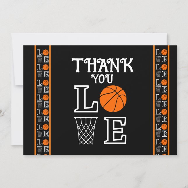 Basketball Birthday Party, Basketball Player  Thank You Card (Front)