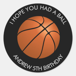 Basketball Birthday Party Classic Round Sticker