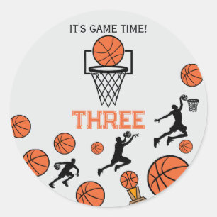 Basketball Birthday Party Invitation Classic Round Sticker