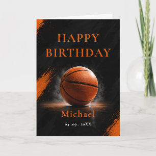 Basketball Birthday Party Orange Black Card