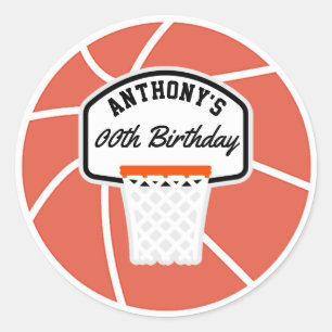 Basketball Birthday Party personalized Classic Round Sticker