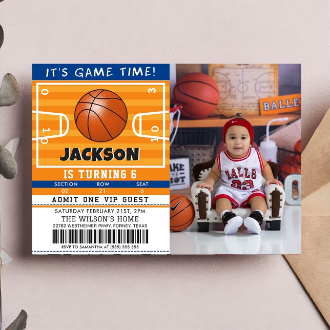 Basketball Birthday Party Photo Invitation (Creator Uploaded)