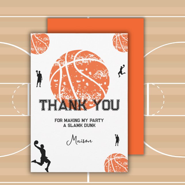Basketball Birthday Party Thank You Card (Creator Uploaded)