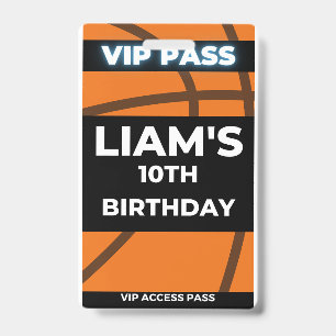 Basketball Birthday Party VIP Pass Badge