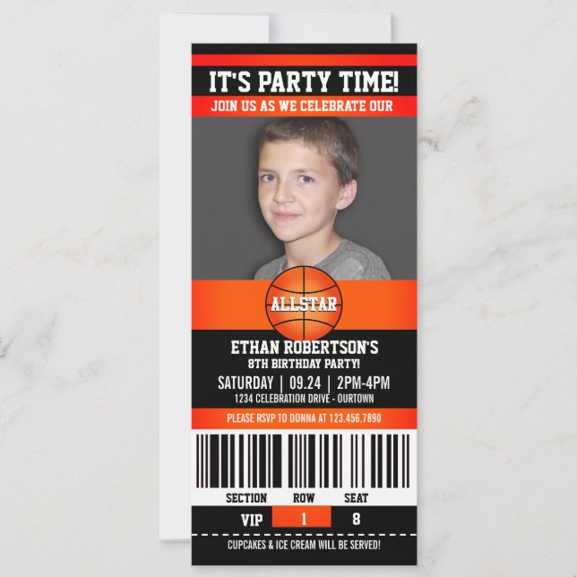 Basketball Birthday Photo Template (Front)
