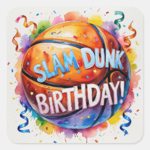 Basketball Birthday Themed  Square Sticker