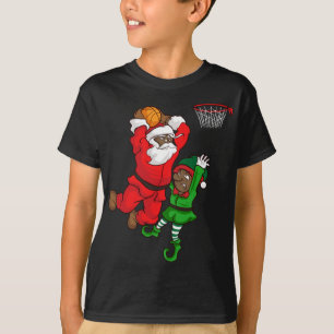 Basketball Black African American Santa Claus Dunk T-Shirt