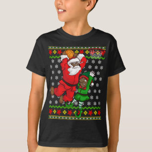 Basketball Black African American Santa Claus Dunk T-Shirt