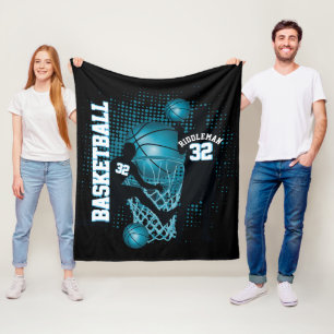 Basketball - Black and Baby Blue -DIY Text Fleece Blanket