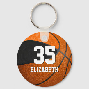 basketball black orange girls school team colours keychain