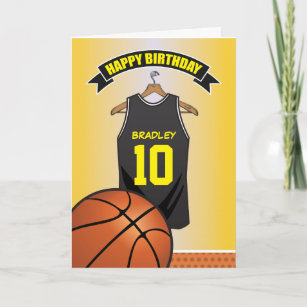Basketball Black Yellow Jersey Birthday Card