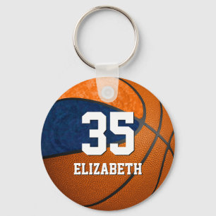basketball blue orange girls school team colours keychain