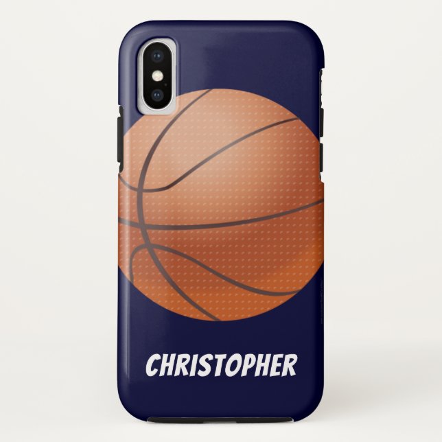 Basketball, Blue, Personalized Name Case-Mate iPhone Case (Back)