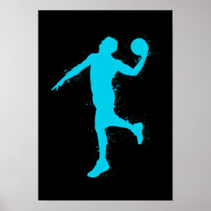 Basketball Blue Player - Abstract Watercolor Poster