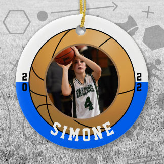 Basketball Blue White Team Colours Ceramic Ornament