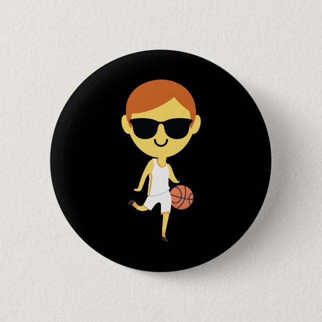 Basketball Boy Emoji 1  2 Inch Round Button (Front)