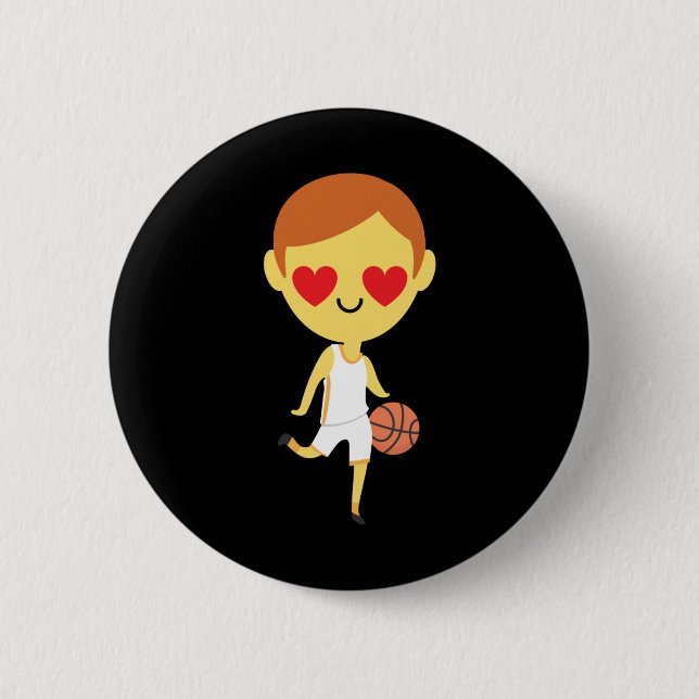 Basketball Boy Emoji  2 Inch Round Button (Front)