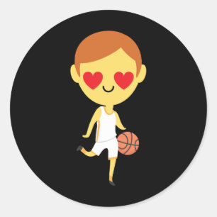 Basketball Boy Emoji  Classic Round Sticker