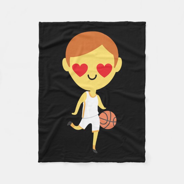 Basketball Boy Emoji  Fleece Blanket (Front)
