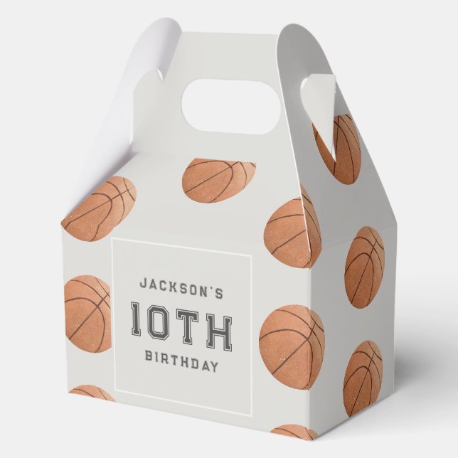 Basketball Boy's Modern Sports Themed Birthday Favor Box (Front)