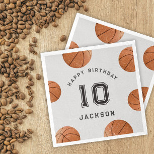 Basketball Boy's Modern Sports Themed Birthday Napkin
