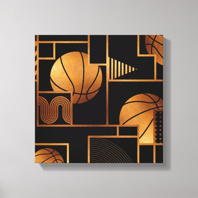 Basketball Bronze Abstract Canvas Print (Front)
