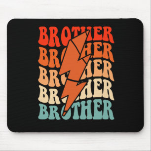 Basketball Brother Retro Groovy Lightning Bolt Fat Mouse Pad