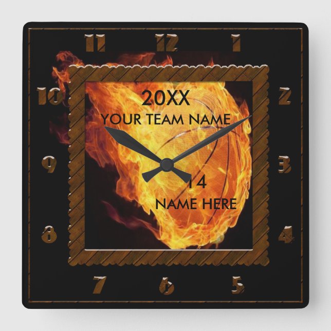 Basketball brown and black clock with Player Name (Front)