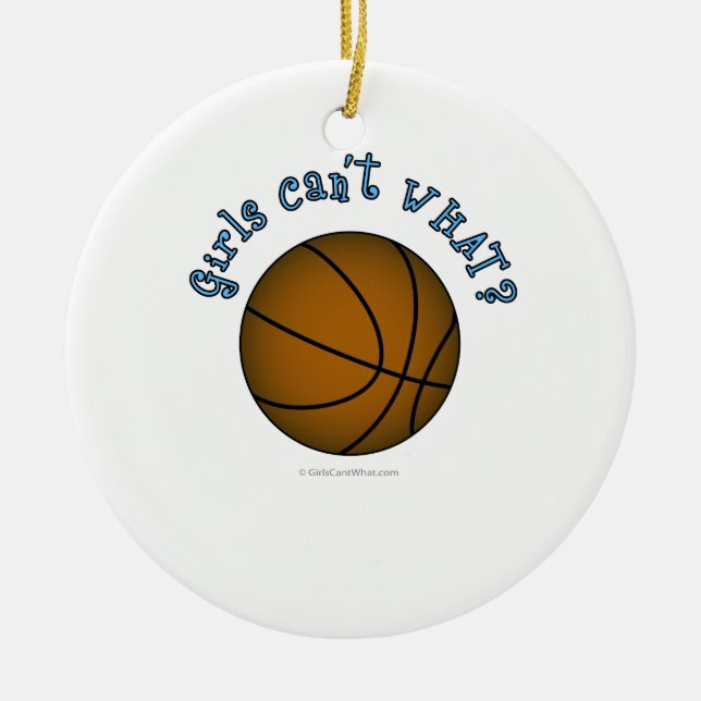 Basketball - Brown/Sky Blue Ceramic Ornament (Front)