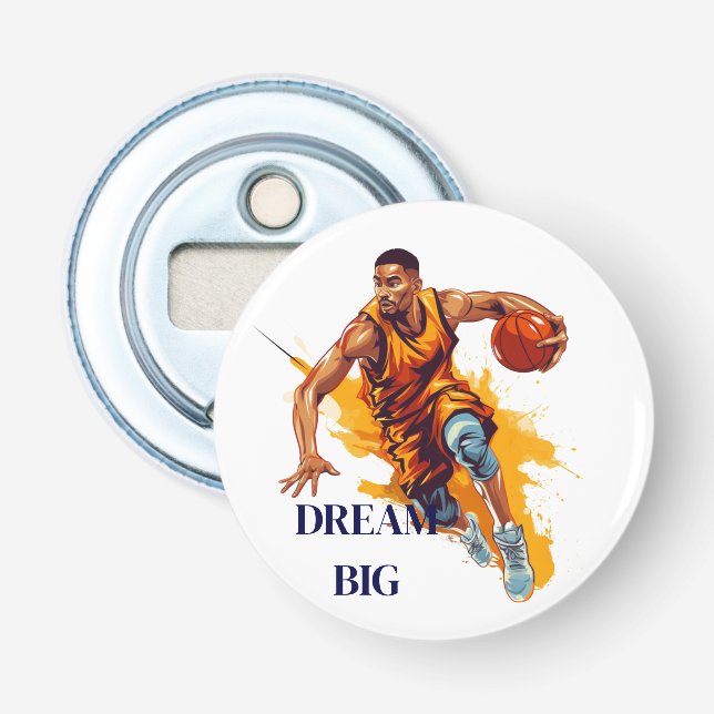 Basketball Button Bottle Opener (Front)