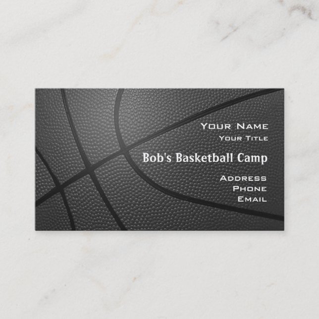 Basketball camp coach_textured look_hoop net2 business card (Front)