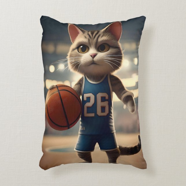 Basketball Cat,  Accent Pillow (Front(Vertical))