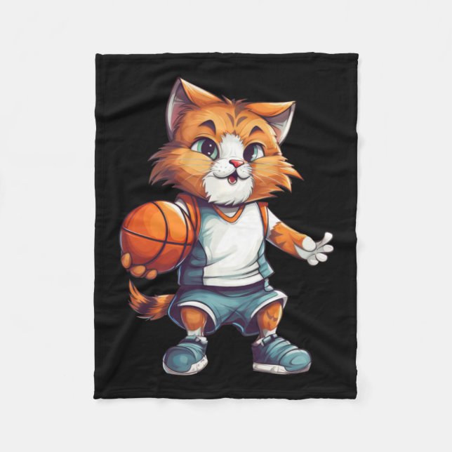 Basketball Cat  Fleece Blanket (Front)