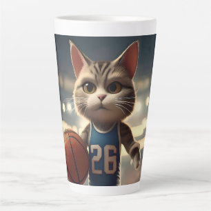 Basketball Cat, Latte Mug