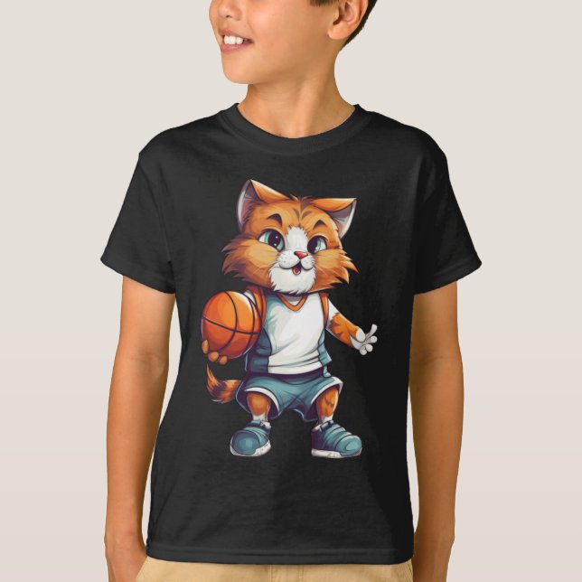 Basketball Cat  T-Shirt (Front)