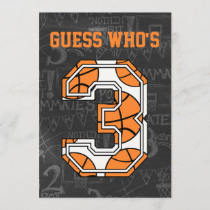 Basketball Chalkboard 3rd Birthday Party Invitation