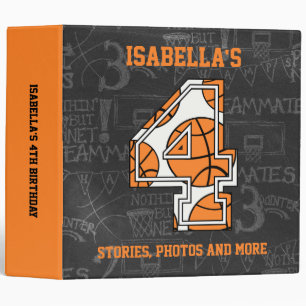 Basketball Chalkboard 4th Birthday Binder