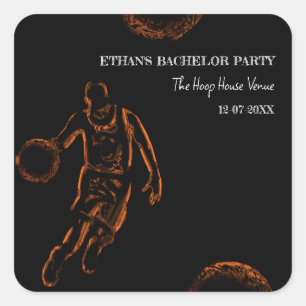 Basketball Champ Bachelor Birthday Party Sports Square Sticker