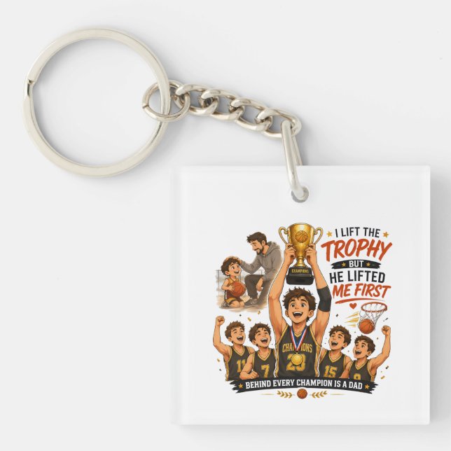 Basketball Champion Dad Appreciation Gift Keychain (Front)