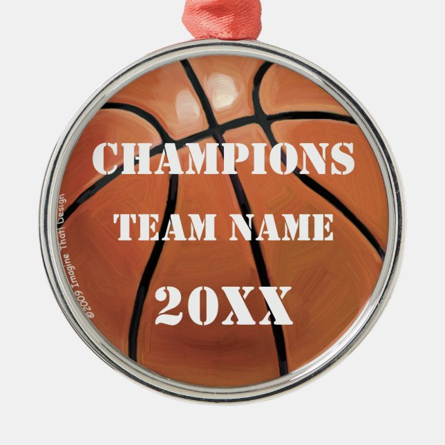 Basketball Champions Medal Metal Ornament (Front)