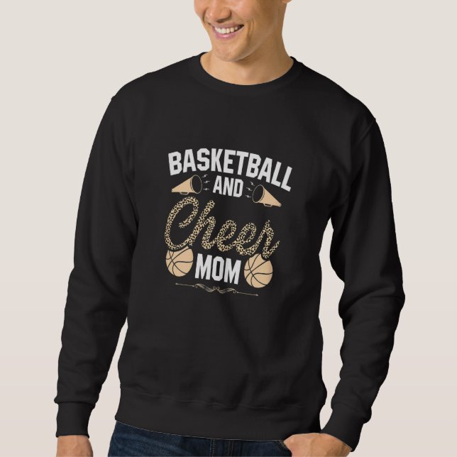 Basketball Cheer Fan Leopard Pattern Moms Cheerlea Sweatshirt (Front)
