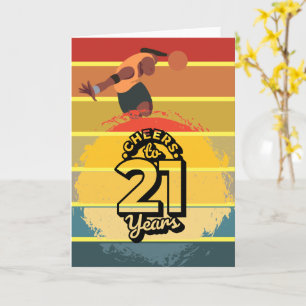 Basketball  Cheers to 21st Birthday on Sun Set Card