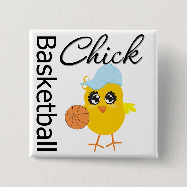 Basketball Chick 2 Inch Square Button (Front)