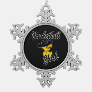 Basketball Chick #4 Snowflake Pewter Christmas Ornament