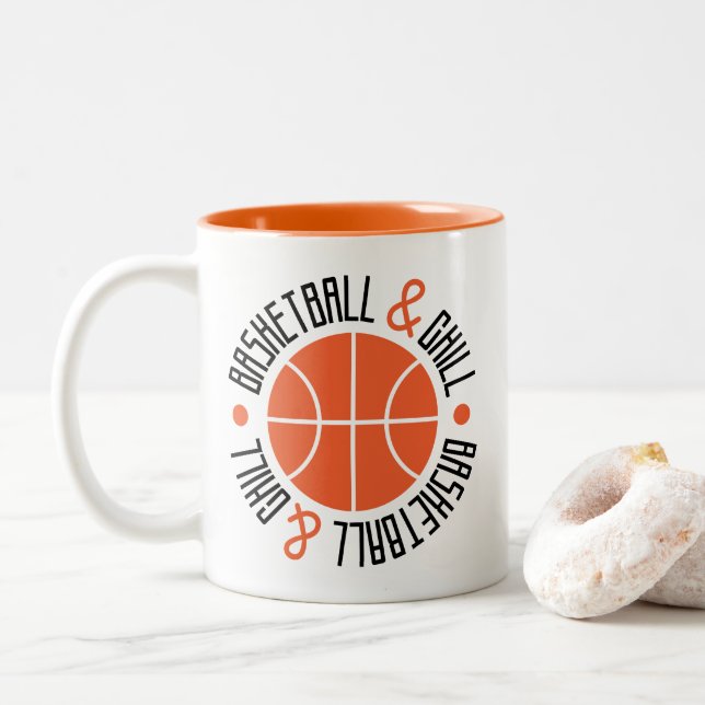 Basketball & Chill Two-Tone Coffee Mug (With Donut)
