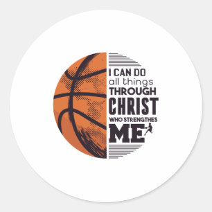 Basketball Christ Classic Round Sticker